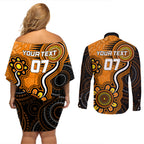 custom-scorchers-cricket-indigenous-couples-matching-off-shoulder-short-dress-and-long-sleeve-button-shirt-champions-fire-up