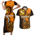 custom-scorchers-cricket-indigenous-couples-matching-short-sleeve-bodycon-dress-and-hawaiian-shirt-champions-fire-up