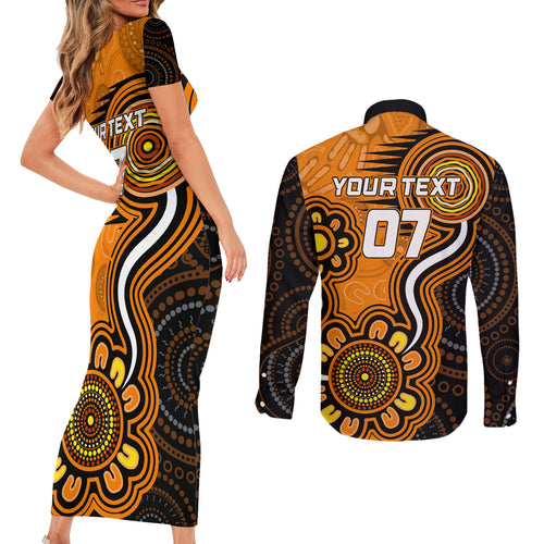 custom-scorchers-cricket-indigenous-couples-matching-short-sleeve-bodycon-dress-and-long-sleeve-button-shirt-champions-fire-up