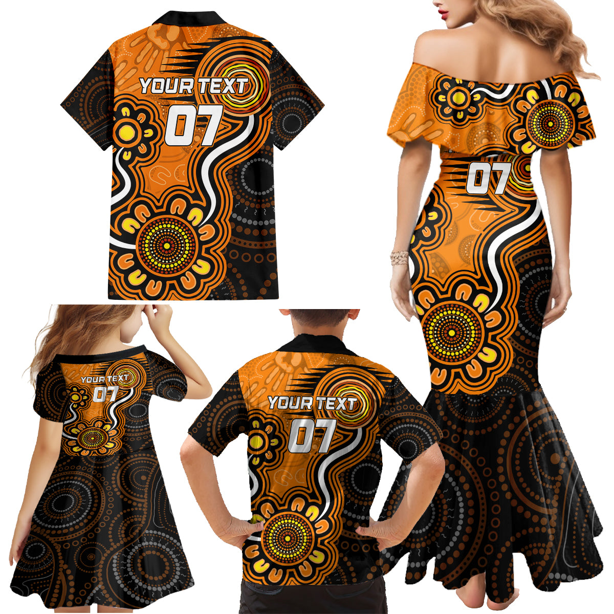 custom-scorchers-cricket-indigenous-family-matching-mermaid-dress-and-hawaiian-shirt-champions-fire-up