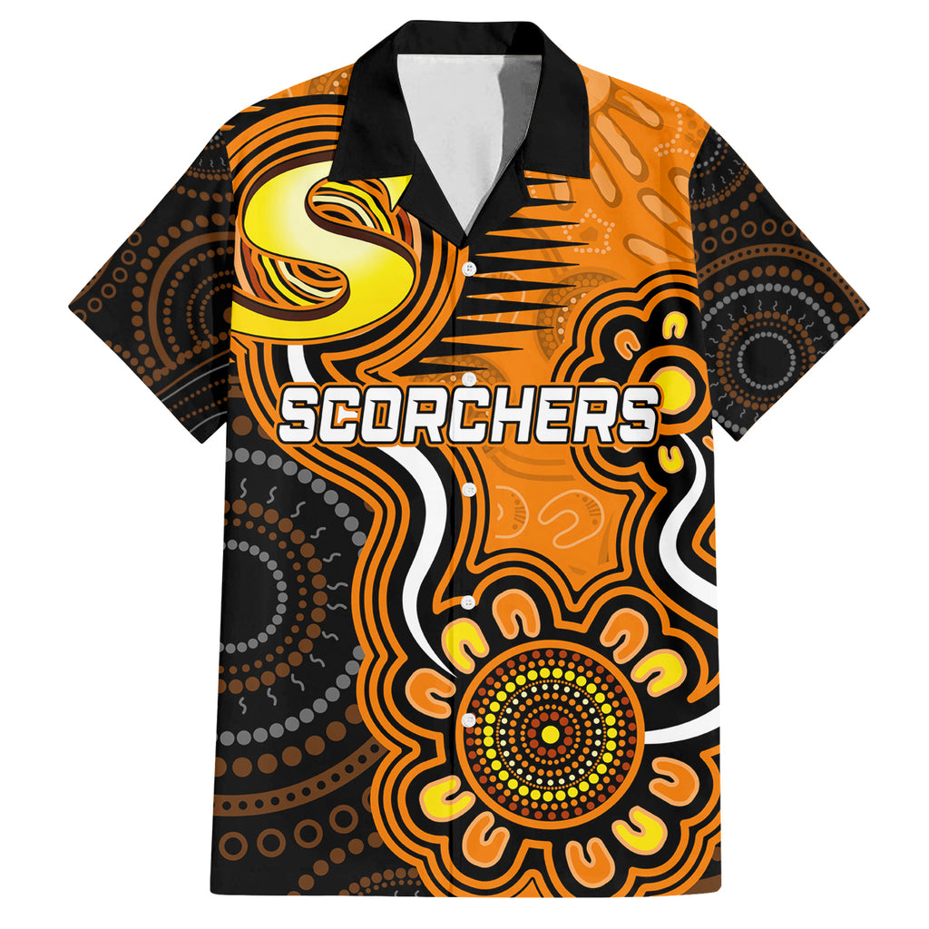 custom-scorchers-cricket-indigenous-family-matching-off-shoulder-long-sleeve-dress-and-hawaiian-shirt-champions-fire-up