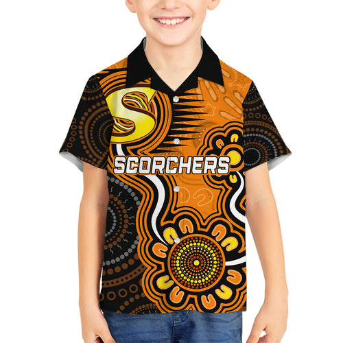 custom-scorchers-cricket-indigenous-family-matching-off-shoulder-short-dress-and-hawaiian-shirt-champions-fire-up