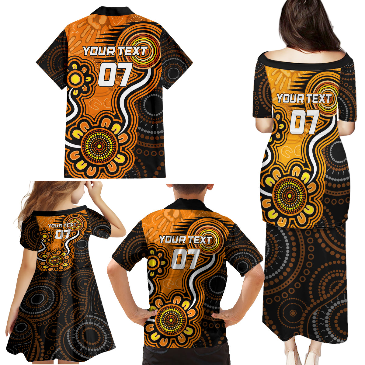 custom-scorchers-cricket-indigenous-family-matching-puletasi-dress-and-hawaiian-shirt-champions-fire-up