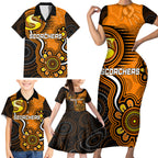 custom-scorchers-cricket-indigenous-family-matching-short-sleeve-bodycon-dress-and-hawaiian-shirt-champions-fire-up