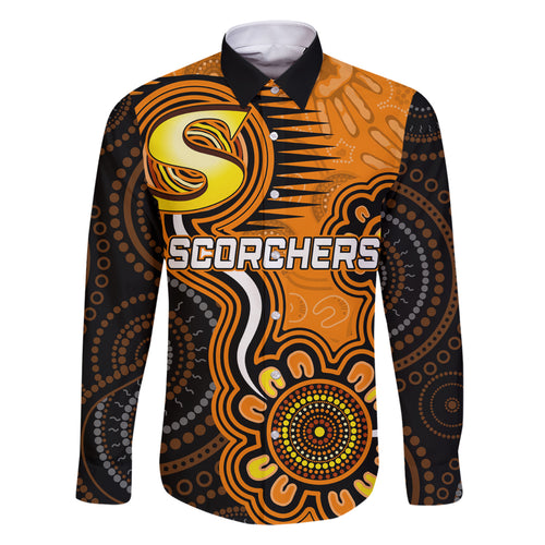 custom-scorchers-cricket-indigenous-family-matching-short-sleeve-bodycon-dress-and-hawaiian-shirt-champions-fire-up