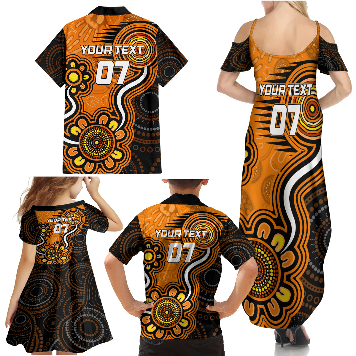custom-scorchers-cricket-indigenous-family-matching-summer-maxi-dress-and-hawaiian-shirt-champions-fire-up