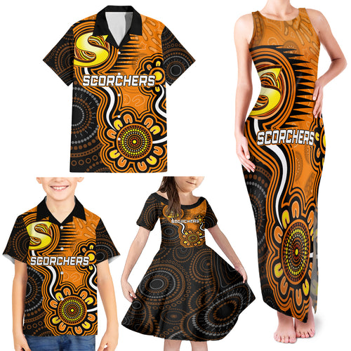custom-scorchers-cricket-indigenous-family-matching-tank-maxi-dress-and-hawaiian-shirt-champions-fire-up