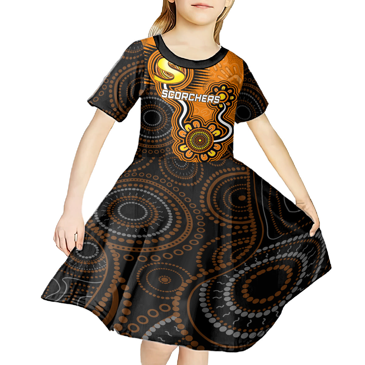 custom-scorchers-cricket-indigenous-kid-short-sleeve-dress-champions-fire-up