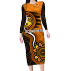 custom-scorchers-cricket-indigenous-long-sleeve-bodycon-dress-champions-fire-up