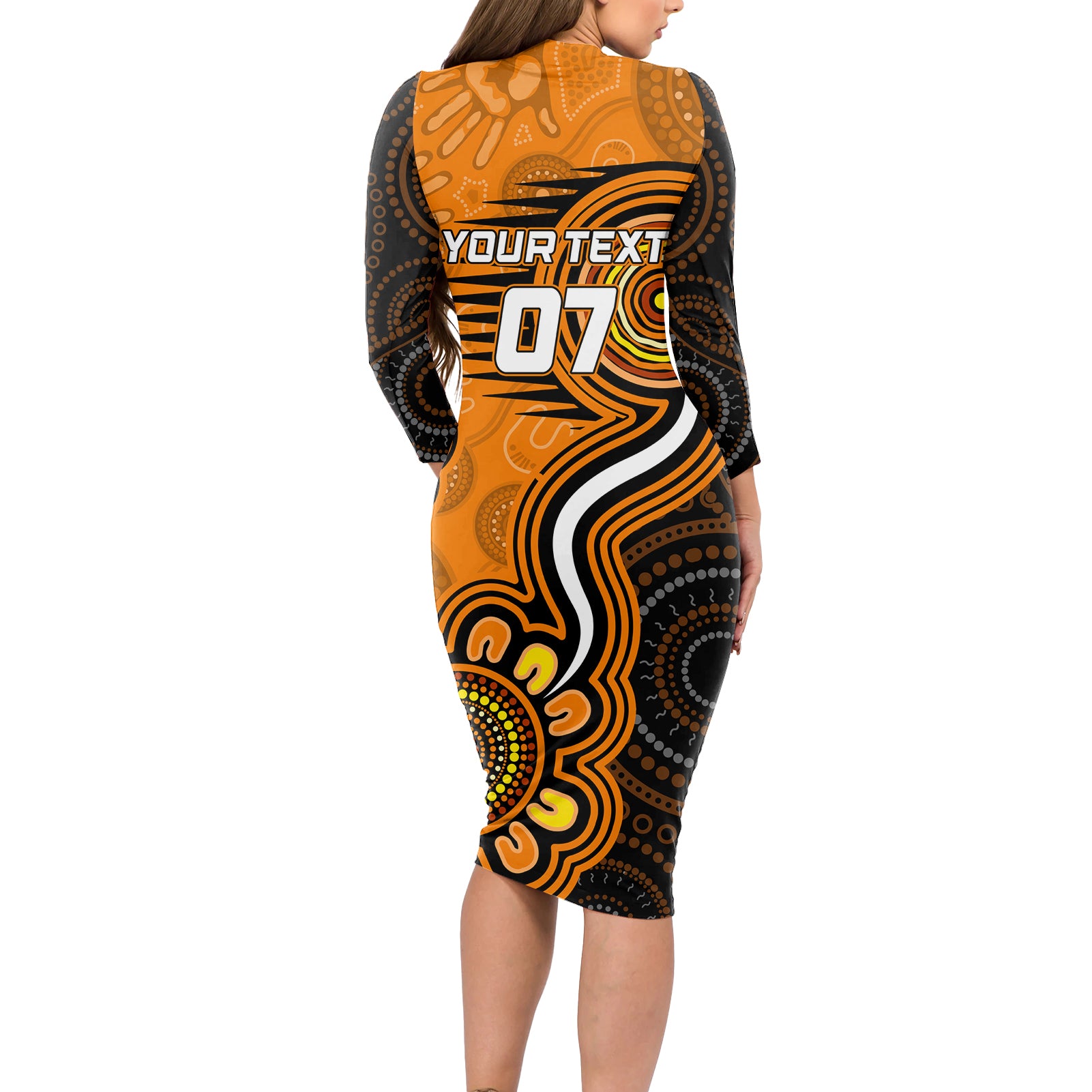 custom-scorchers-cricket-indigenous-long-sleeve-bodycon-dress-champions-fire-up