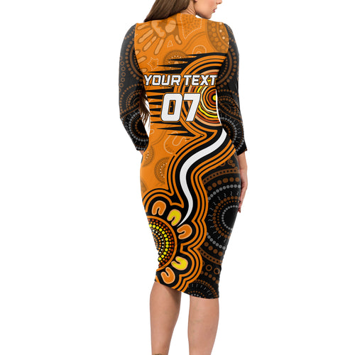 custom-scorchers-cricket-indigenous-long-sleeve-bodycon-dress-champions-fire-up