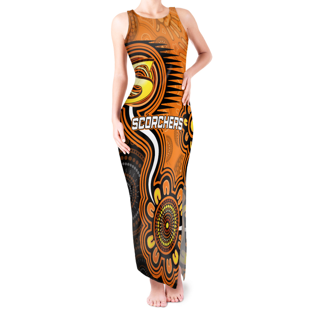 custom-scorchers-cricket-indigenous-tank-maxi-dress-champions-fire-up
