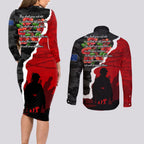 Anzac Day Camouflage Couples Matching Long Sleeve Bodycon Dress and Long Sleeve Button Shirt Ode of Remembrance