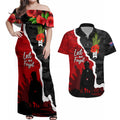 Anzac Day Camouflage Couples Matching Off Shoulder Maxi Dress and Hawaiian Shirt Ode of Remembrance