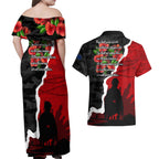 Anzac Day Camouflage Couples Matching Off Shoulder Maxi Dress and Hawaiian Shirt Ode of Remembrance
