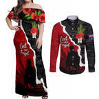 Anzac Day Camouflage Couples Matching Off Shoulder Maxi Dress and Long Sleeve Button Shirt Ode of Remembrance