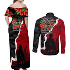 Anzac Day Camouflage Couples Matching Off Shoulder Maxi Dress and Long Sleeve Button Shirt Ode of Remembrance