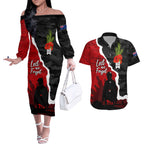 Anzac Day Camouflage Couples Matching Off The Shoulder Long Sleeve Dress and Hawaiian Shirt Ode of Remembrance
