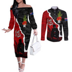 Anzac Day Camouflage Couples Matching Off The Shoulder Long Sleeve Dress and Long Sleeve Button Shirt Ode of Remembrance