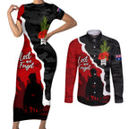 Anzac Day Camouflage Couples Matching Short Sleeve Bodycon Dress and Long Sleeve Button Shirt Ode of Remembrance