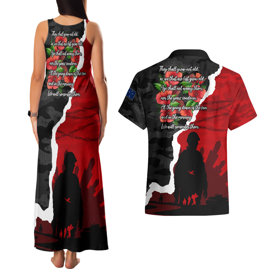 Anzac Day Camouflage Couples Matching Tank Maxi Dress and Hawaiian Shirt Ode of Remembrance