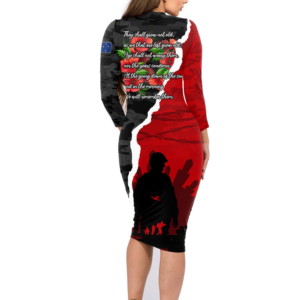 Anzac Day Camouflage Family Matching Long Sleeve Bodycon Dress and Hawaiian Shirt Ode of Remembrance