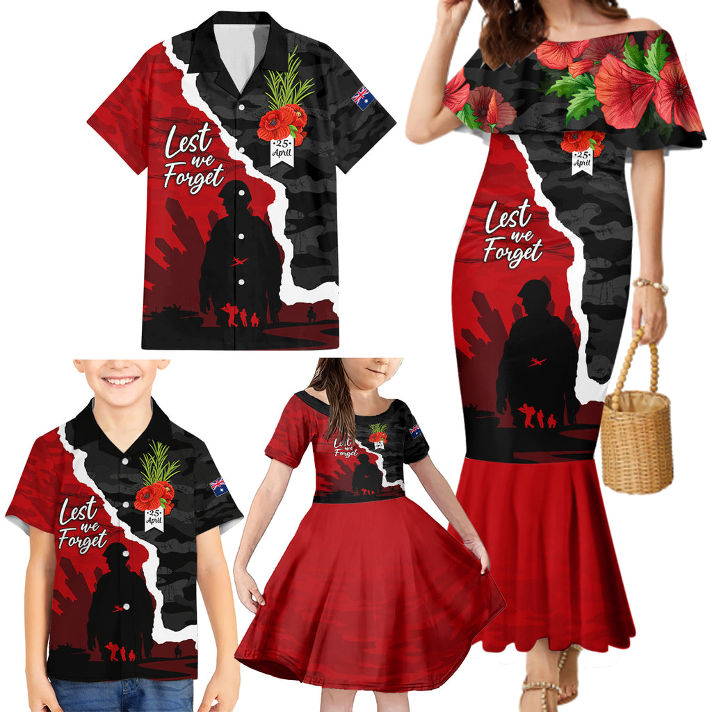 Anzac Day Camouflage Family Matching Mermaid Dress and Hawaiian Shirt Ode of Remembrance