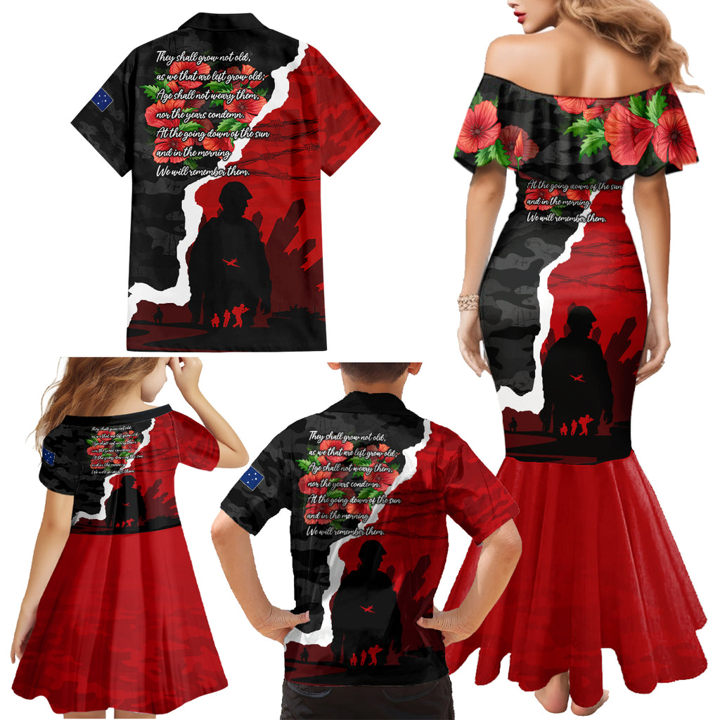 Anzac Day Camouflage Family Matching Mermaid Dress and Hawaiian Shirt Ode of Remembrance