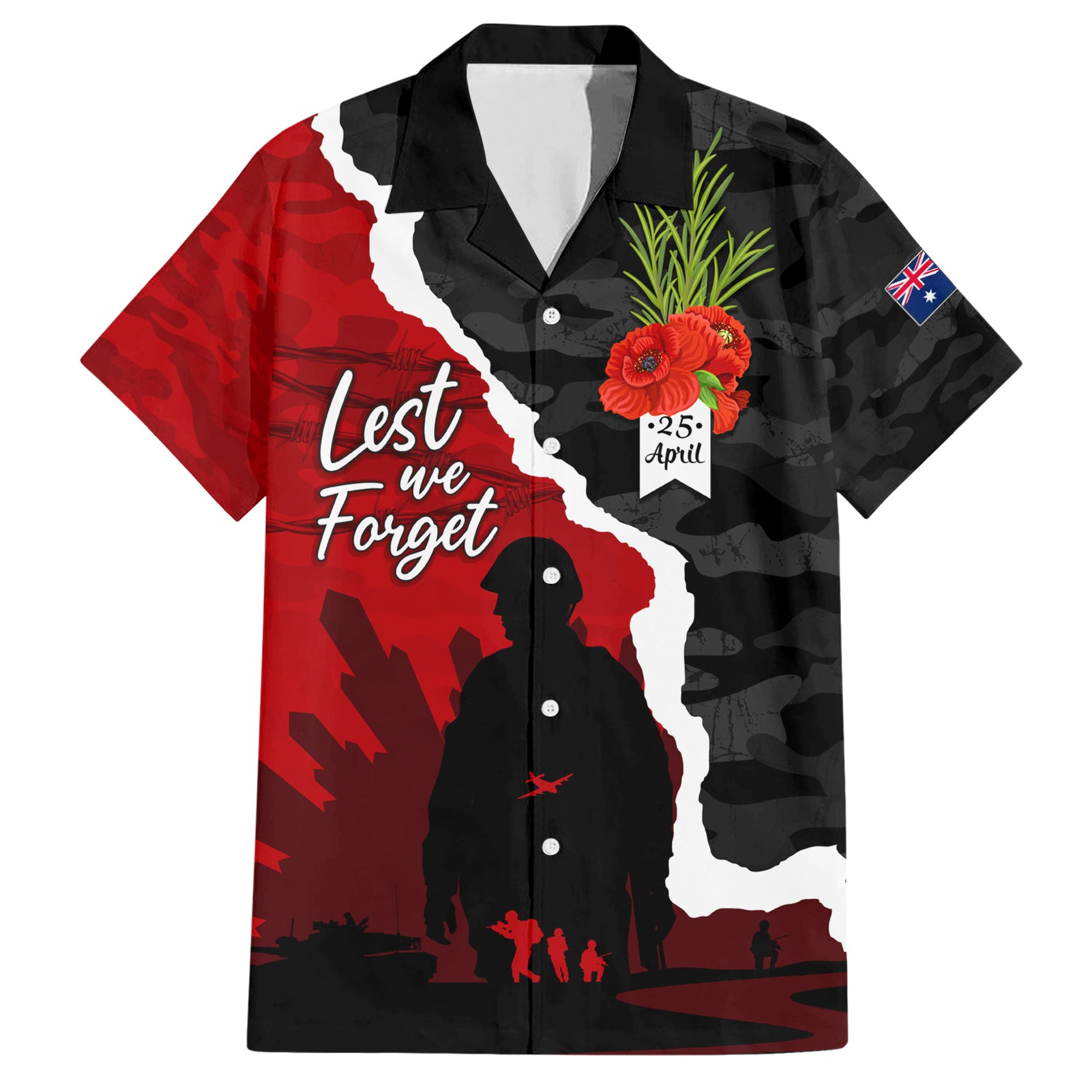 Anzac Day Camouflage Hawaiian Shirt Ode of Remembrance