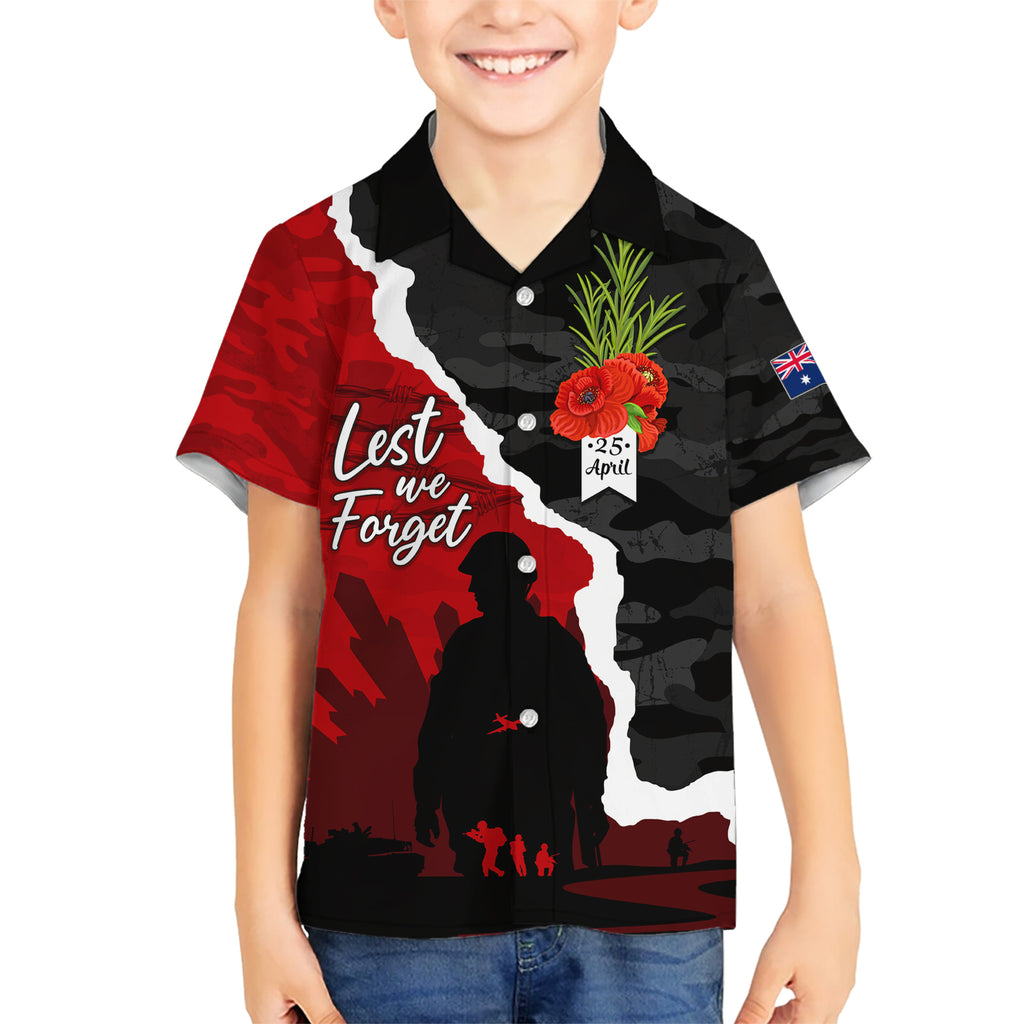 Anzac Day Camouflage Kid Hawaiian Shirt Ode of Remembrance