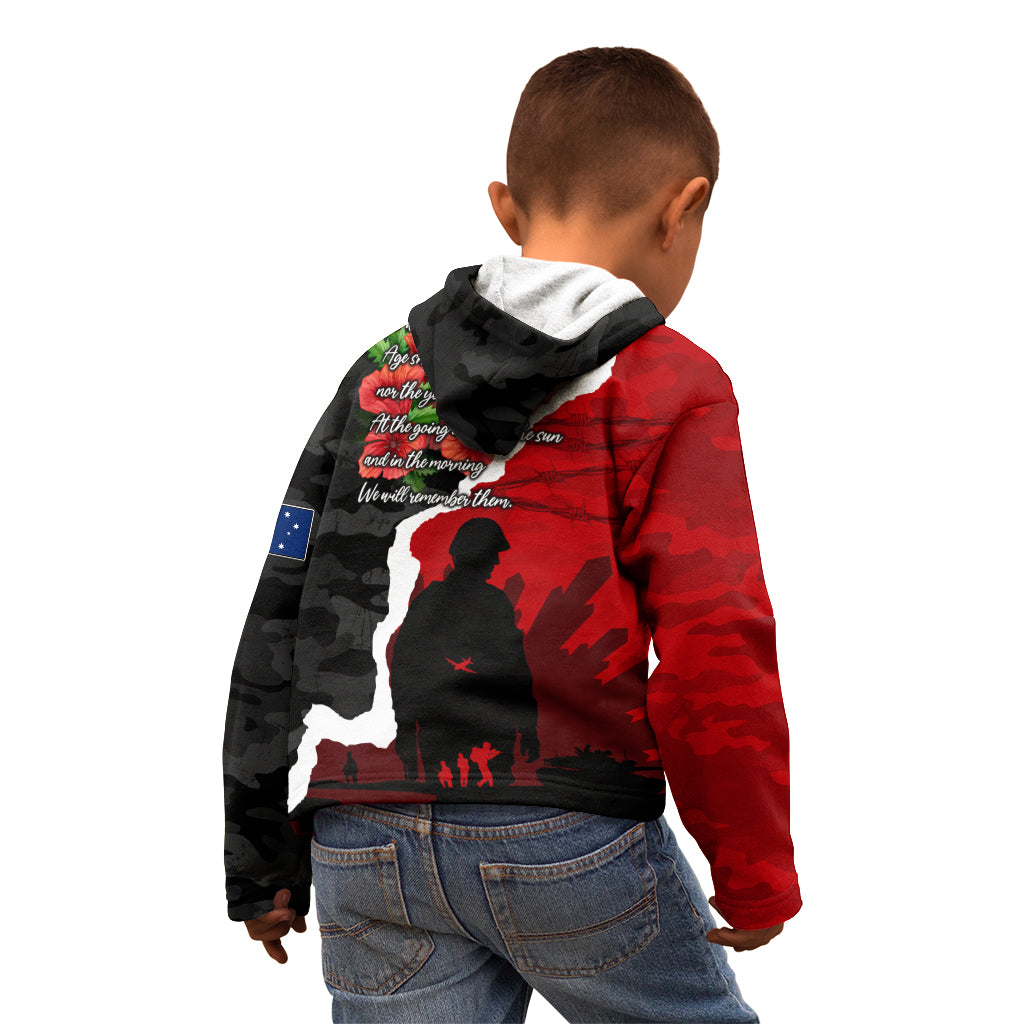 Anzac Day Camouflage Kid Hoodie Ode of Remembrance