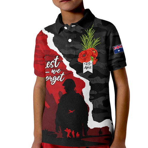 Anzac Day Camouflage Kid Polo Shirt Ode of Remembrance