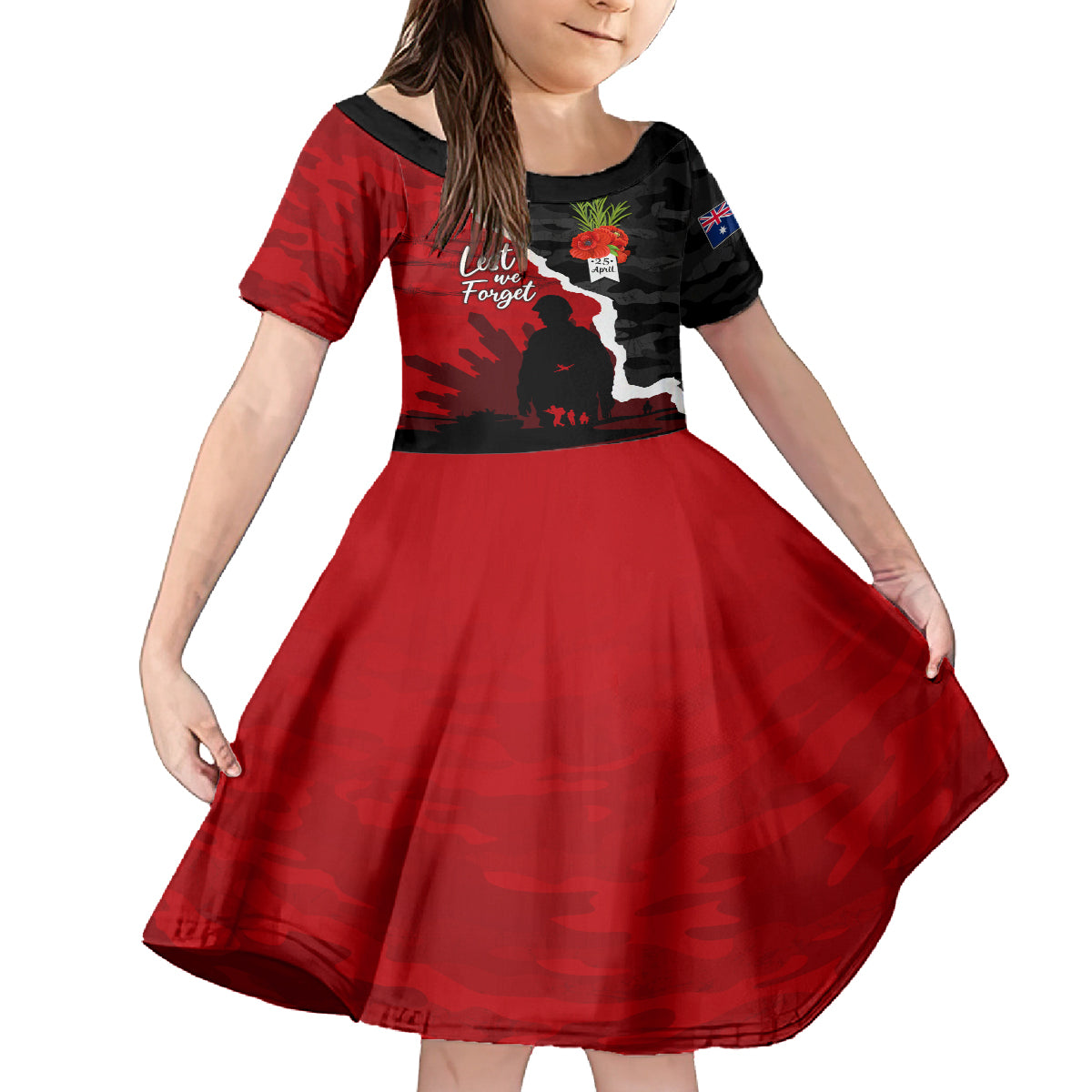 Anzac Day Camouflage Kid Short Sleeve Dress Ode of Remembrance