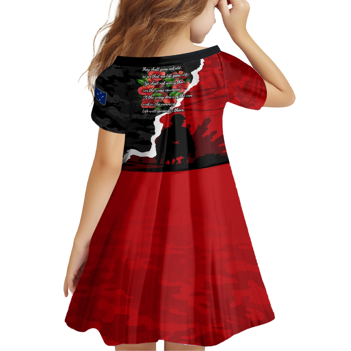 Anzac Day Camouflage Kid Short Sleeve Dress Ode of Remembrance
