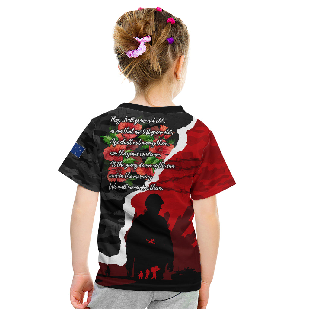 Anzac Day Camouflage Kid T Shirt Ode of Remembrance