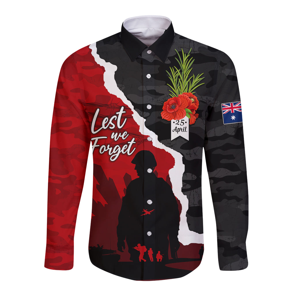 Anzac Day Camouflage Long Sleeve Button Shirt Ode of Remembrance