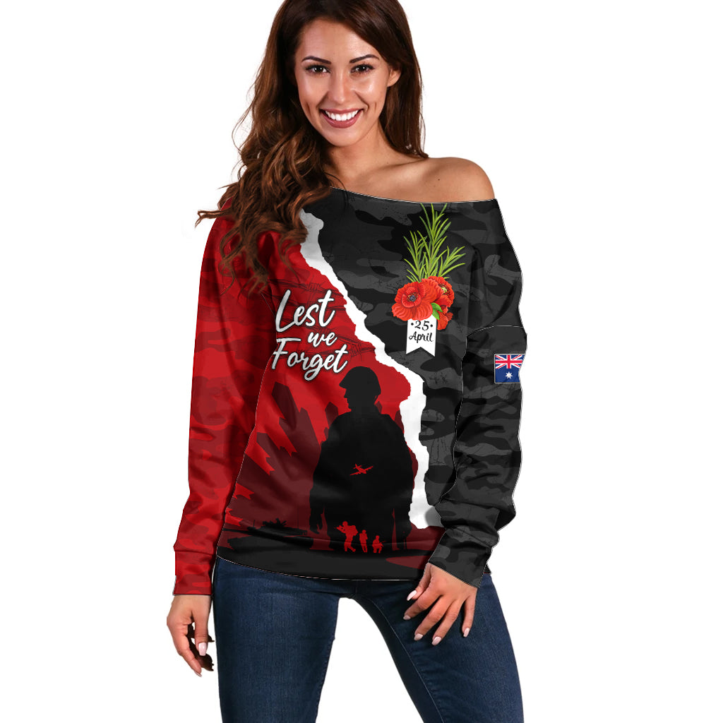 Anzac Day Camouflage Off Shoulder Sweater Ode of Remembrance