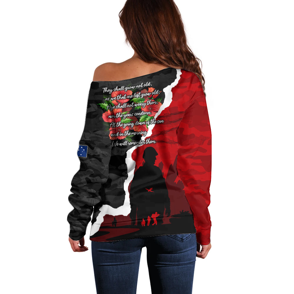 Anzac Day Camouflage Off Shoulder Sweater Ode of Remembrance