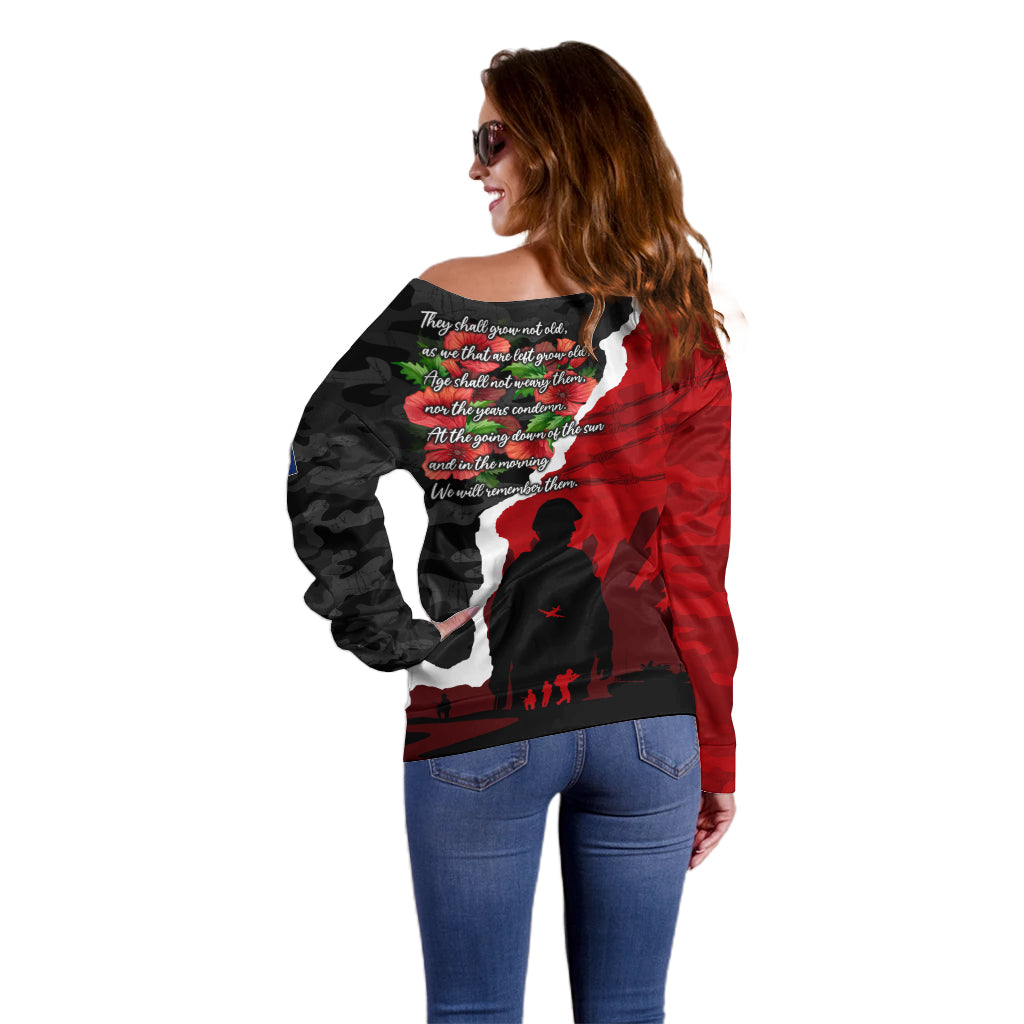 Anzac Day Camouflage Off Shoulder Sweater Ode of Remembrance