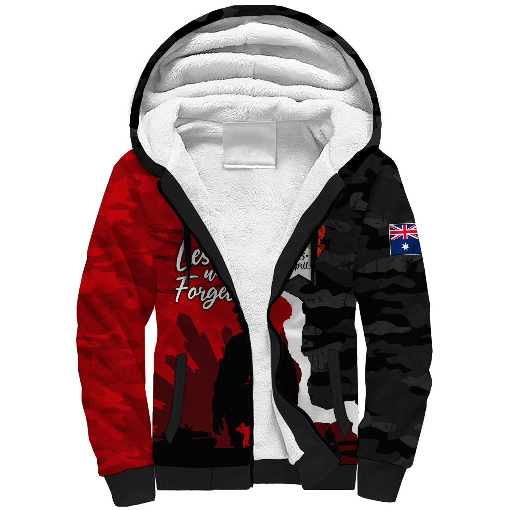 Anzac Day Camouflage Sherpa Hoodie Ode of Remembrance