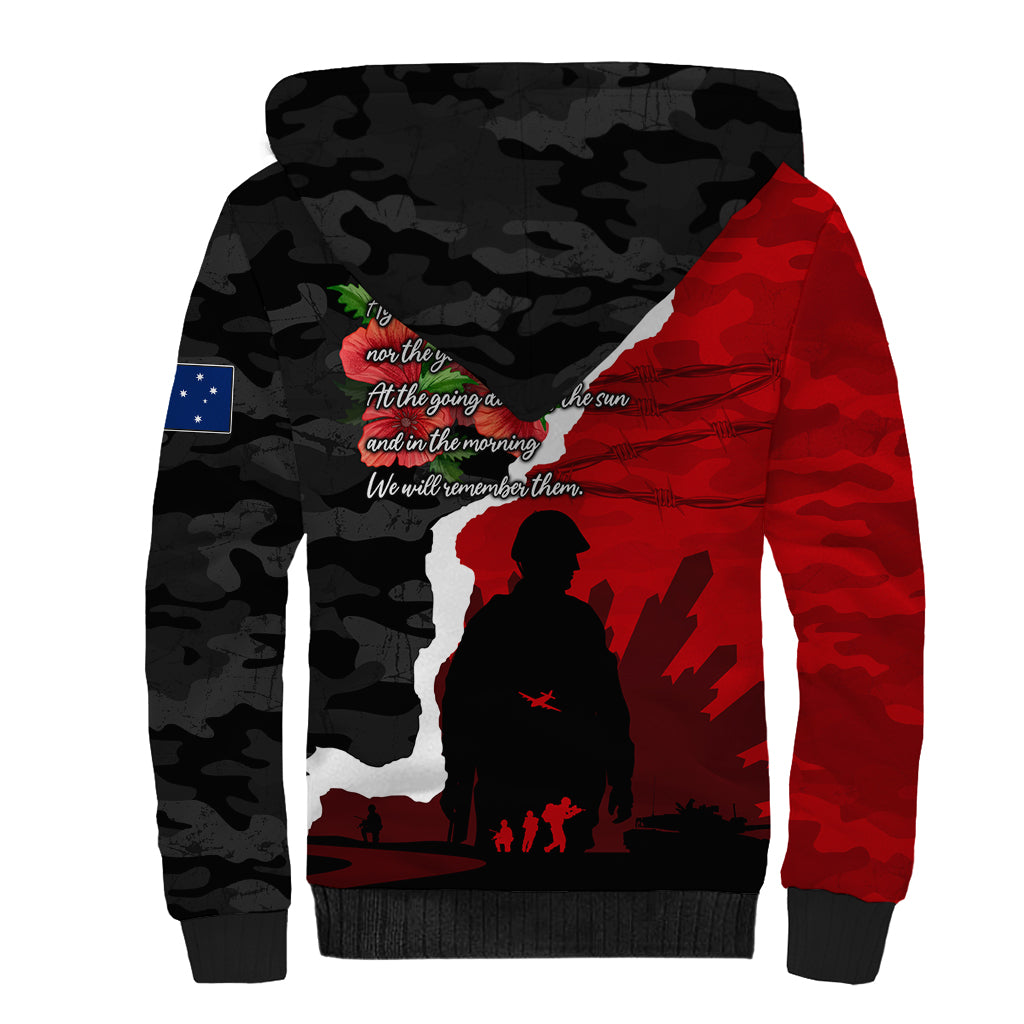 Anzac Day Camouflage Sherpa Hoodie Ode of Remembrance