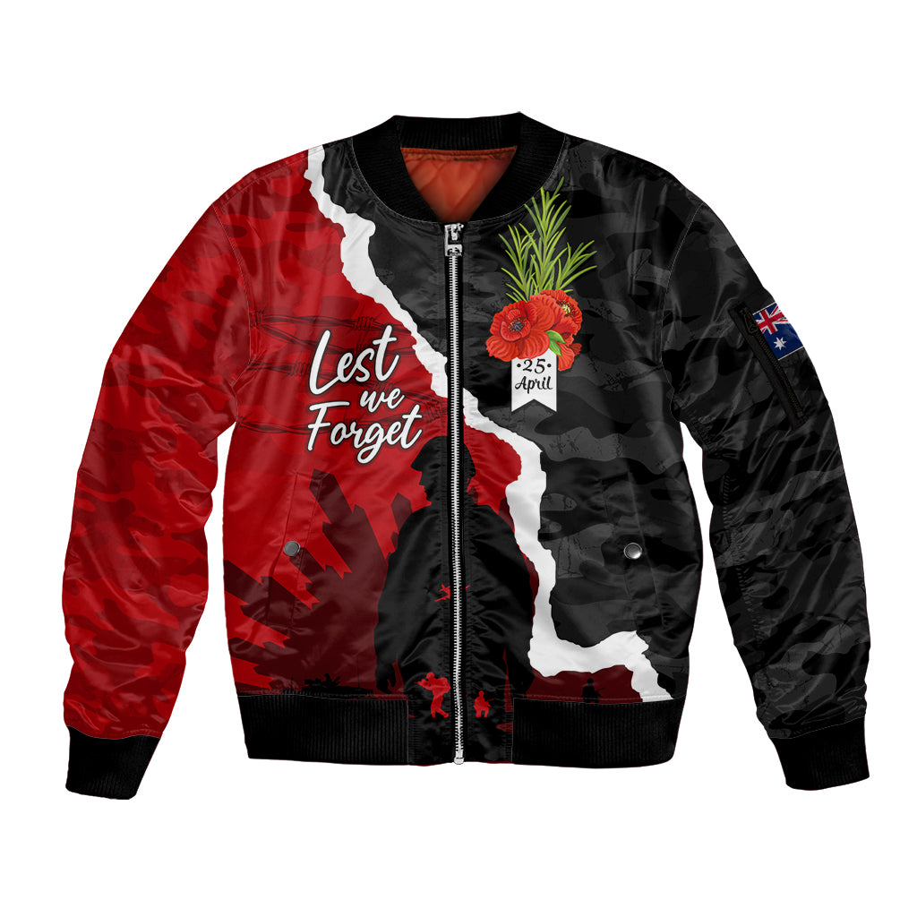 Anzac Day Camouflage Sleeve Zip Bomber Jacket Ode of Remembrance