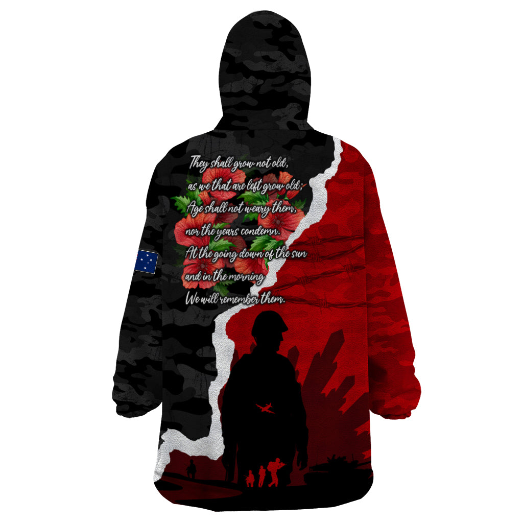 Anzac Day Camouflage Wearable Blanket Hoodie Ode of Remembrance