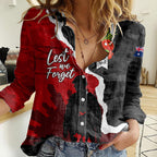 Anzac Day Camouflage Women Casual Shirt Ode of Remembrance