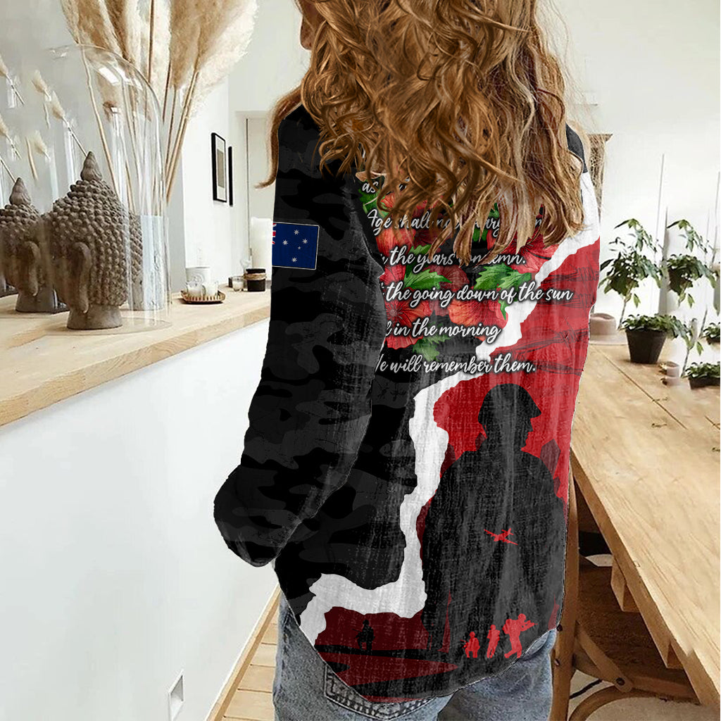 Anzac Day Camouflage Women Casual Shirt Ode of Remembrance