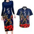 Anzac Day Aussie Mix Maori In Memories Couples Matching Long Sleeve Bodycon Dress and Hawaiian Shirt