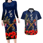 Anzac Day Aussie Mix Maori In Memories Couples Matching Long Sleeve Bodycon Dress and Hawaiian Shirt