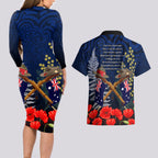 Anzac Day Aussie Mix Maori In Memories Couples Matching Long Sleeve Bodycon Dress and Hawaiian Shirt