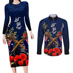 Anzac Day Aussie Mix Maori In Memories Couples Matching Long Sleeve Bodycon Dress and Long Sleeve Button Shirt