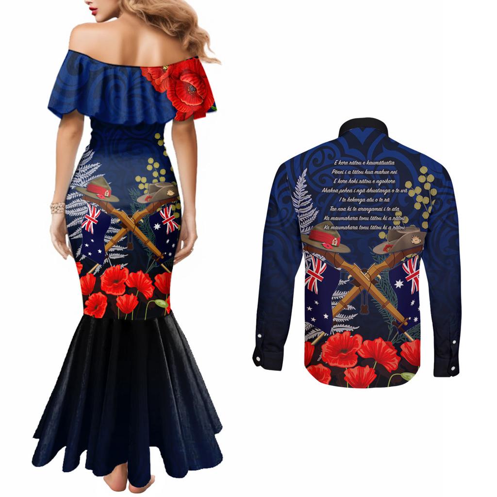 Anzac Day Aussie Mix Maori In Memories Couples Matching Mermaid Dress and Long Sleeve Button Shirt
